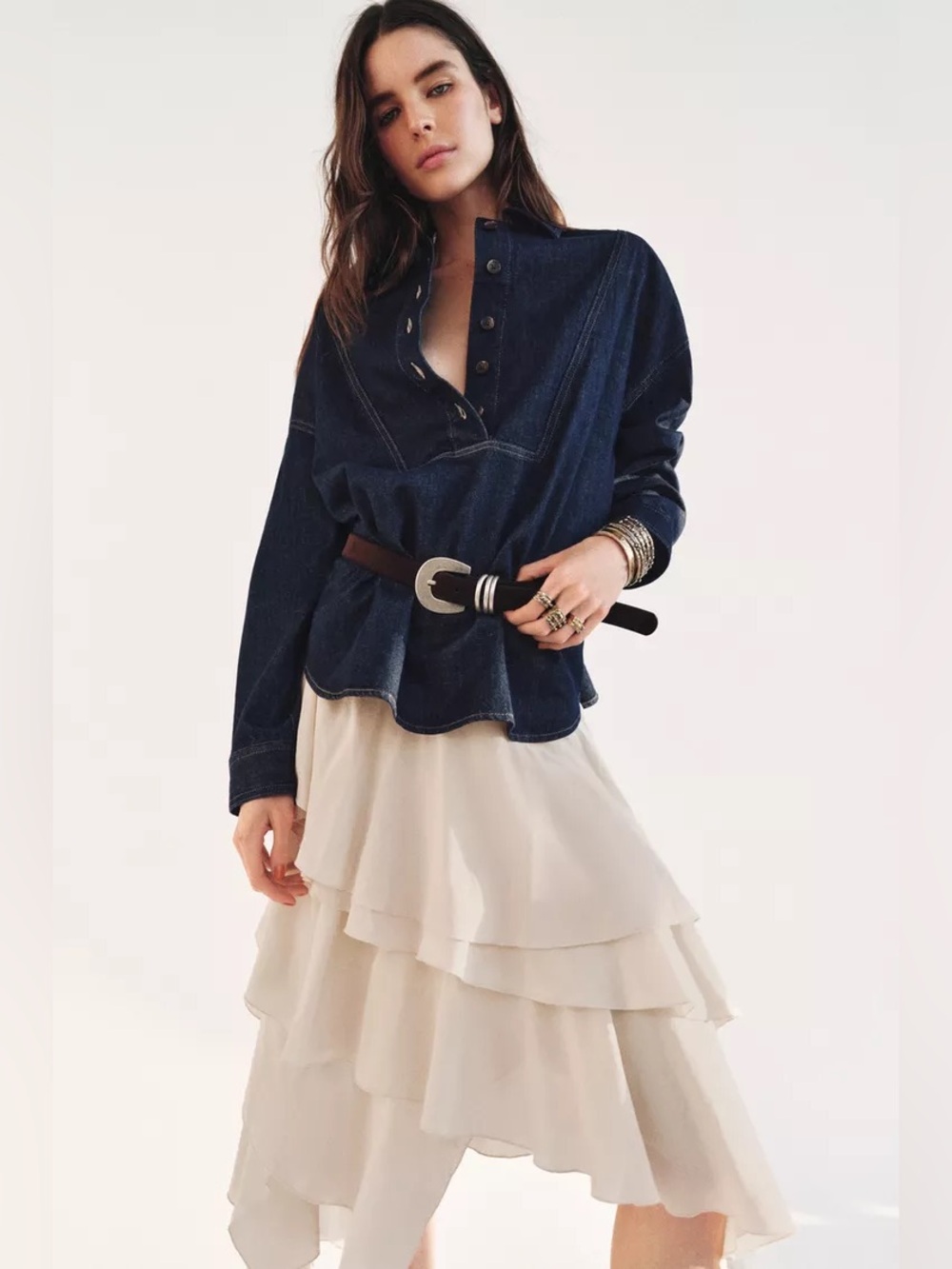 NWT Zara ZW COLLECTION DENIM SHIRT